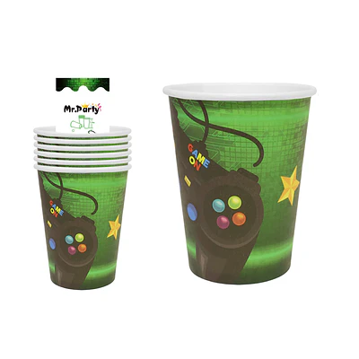 Vasos de papel videojuego verde 6pcs