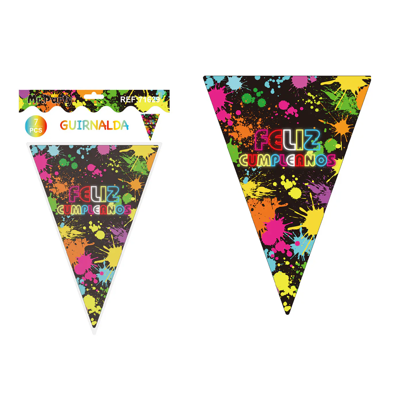 Banderines triangulares neón 14*20cm 7pcs 1