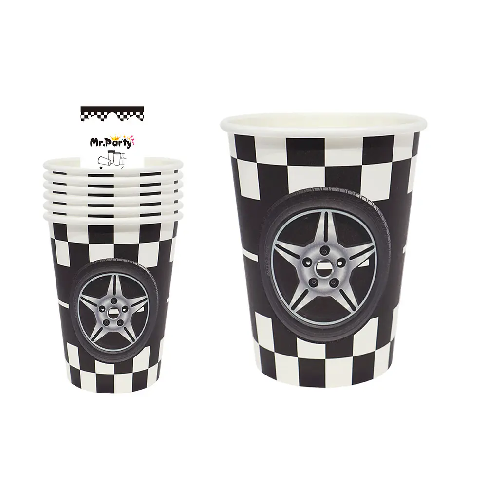 Vasos de papel rueda de carreras 6pcs