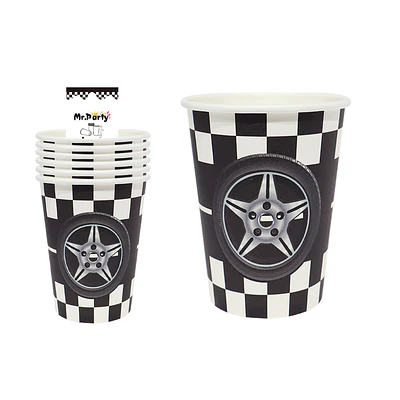 Vasos de papel rueda de carreras 6pcs