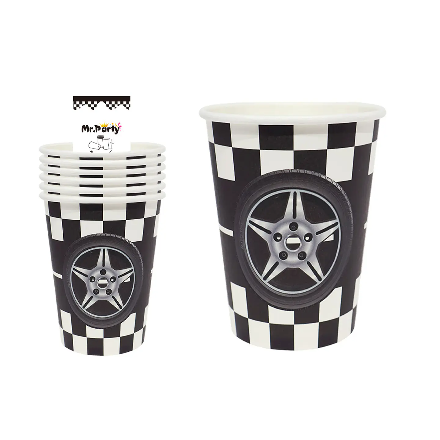 Vasos de papel rueda de carreras 6pcs 1
