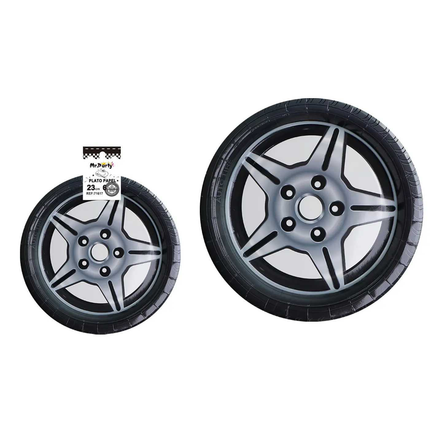 Platos de papel rueda de carreras 23cm 6pcs 1