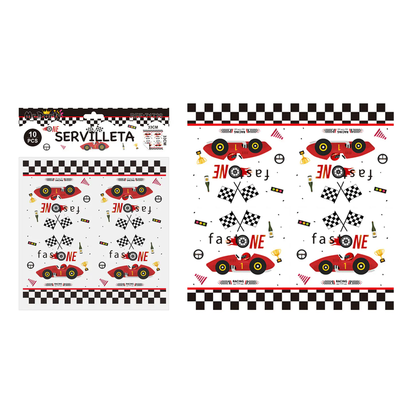 Servilletas carreras cuadros rojos 33*33cm 10pcs 1