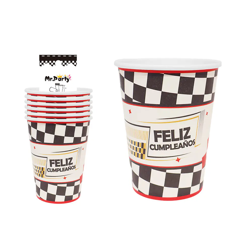 Vasos de papel carreras 6pcs