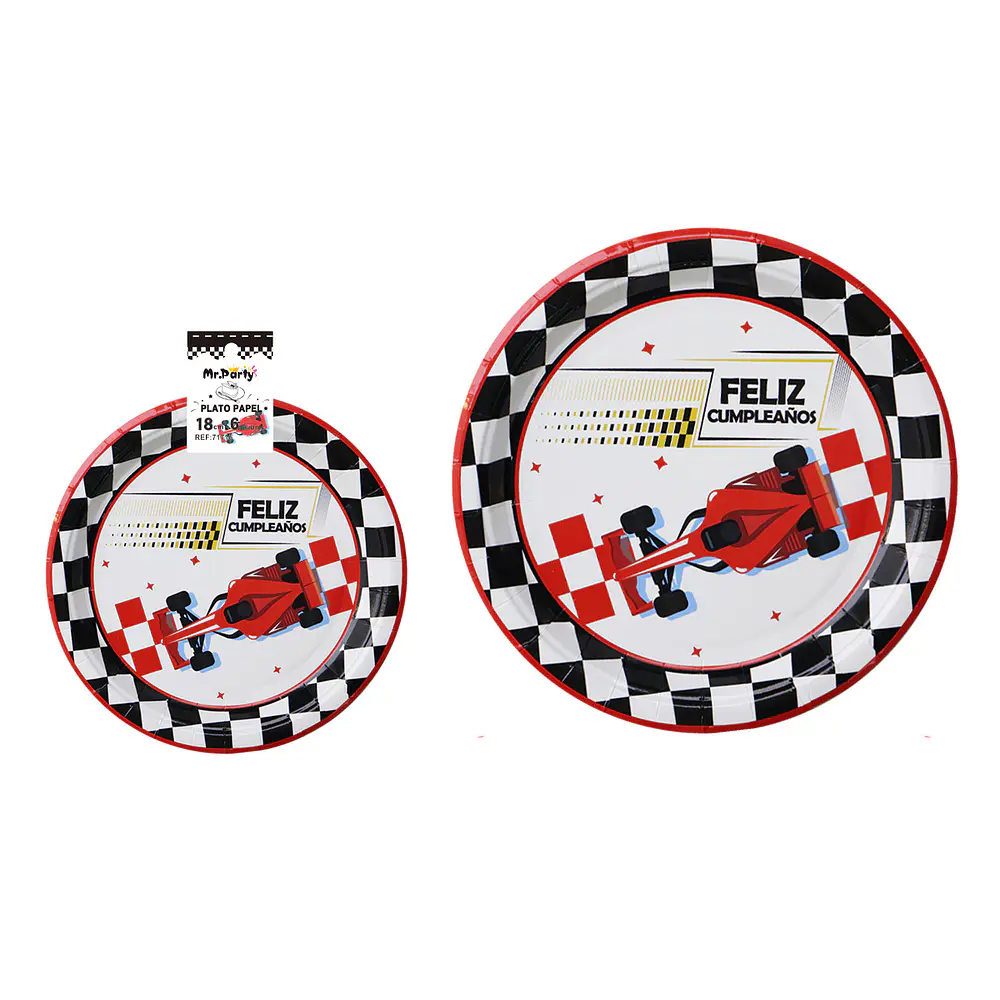 Platos de papel carreras 18cm 6pcs