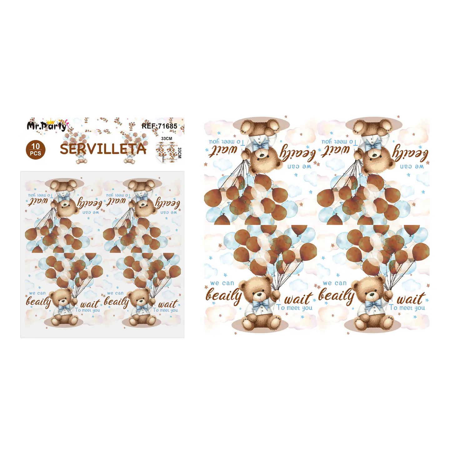 Servilletas osito 33*33cm 10pcs 1