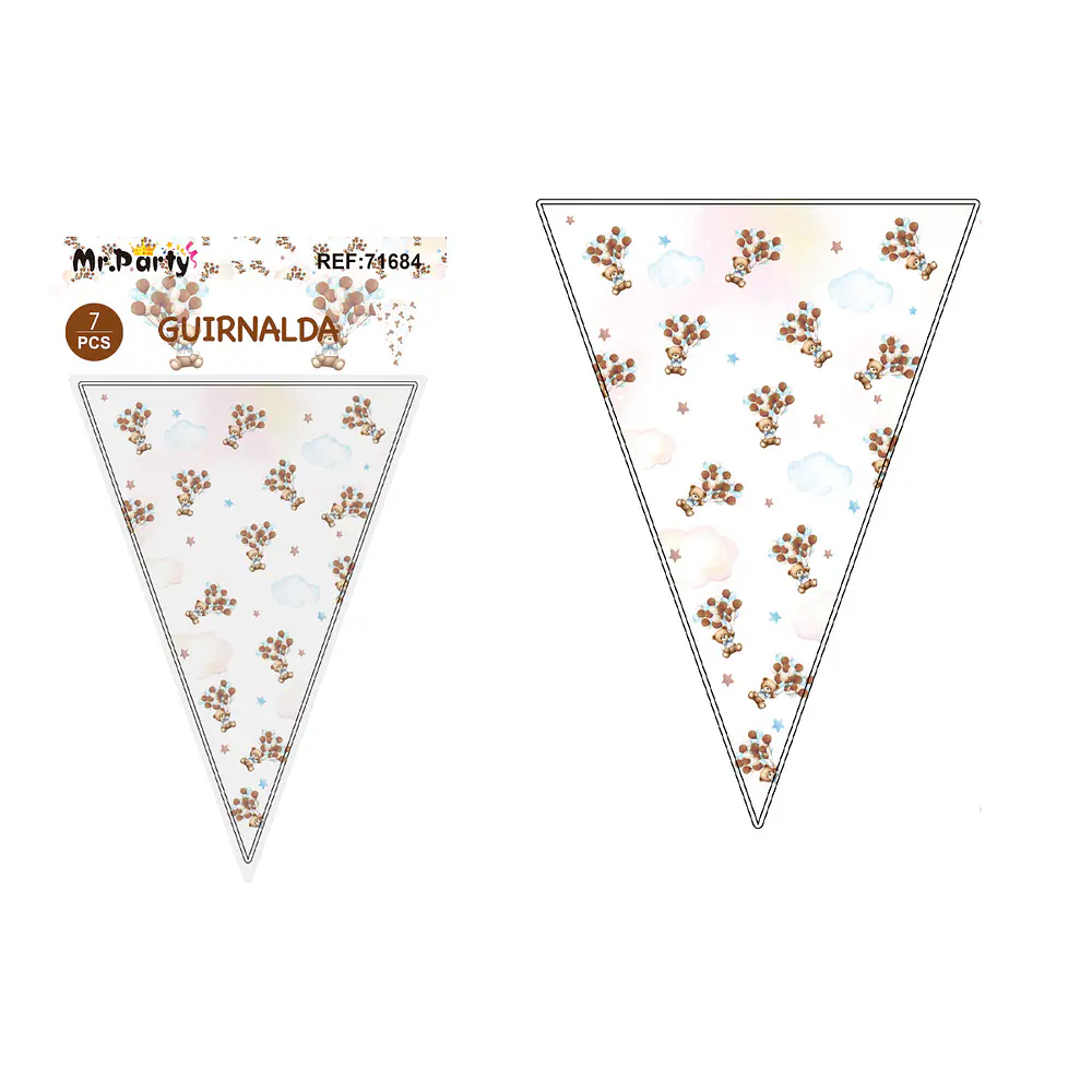 Banderines triangulares osito 14*20cm 7pcs