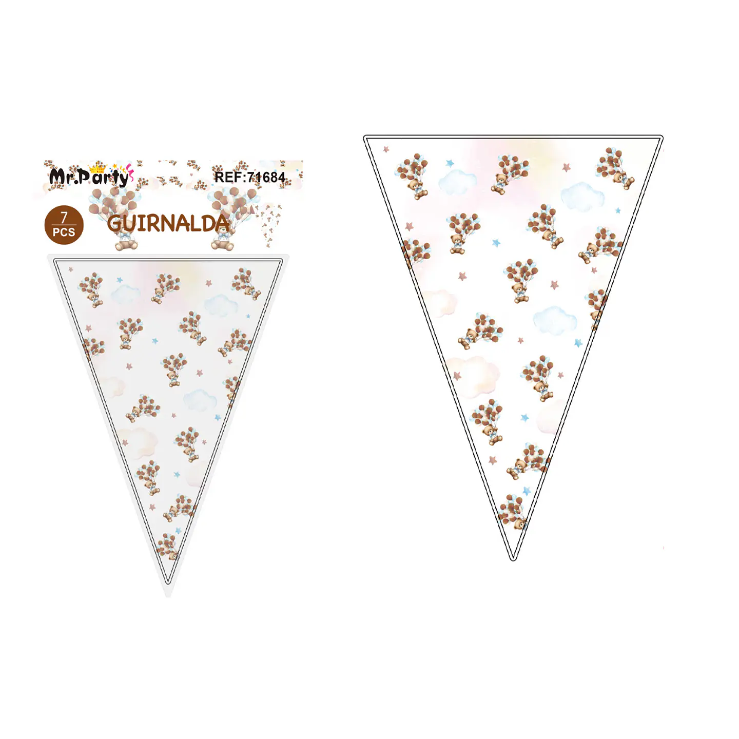 Banderines triangulares osito 14*20cm 7pcs 1