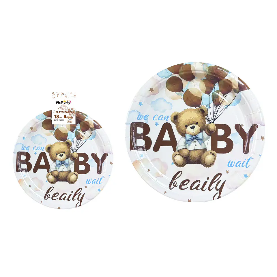 Platos de papel osito 18cm 6pcs 1