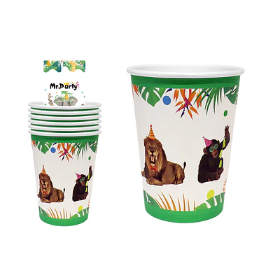 Vasos de papel animales 6pcs