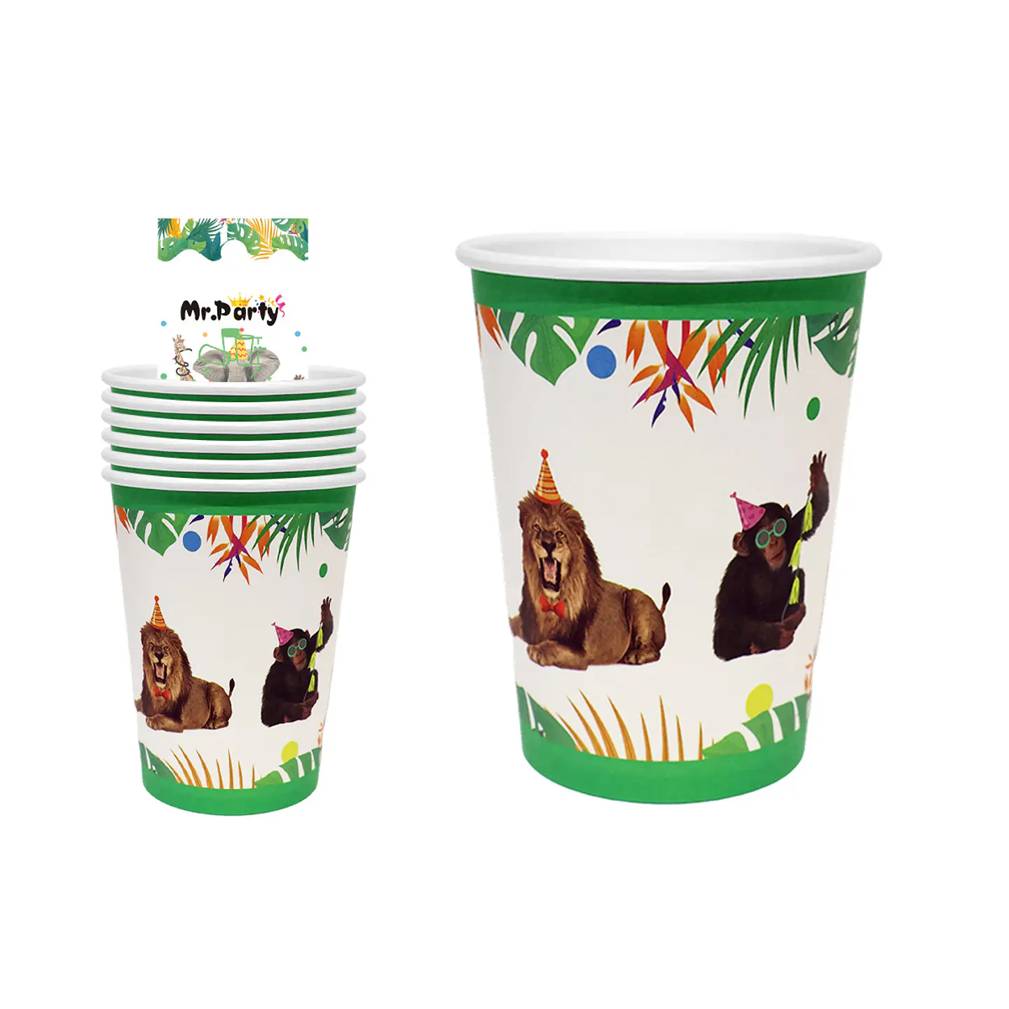 Vasos de papel animales 6pcs 1