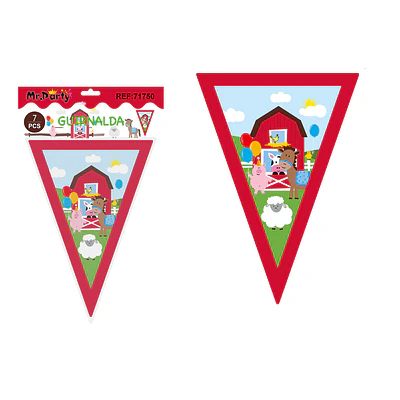 Banderines triangulares animales divertidos de granja 14*20cm 7pcs