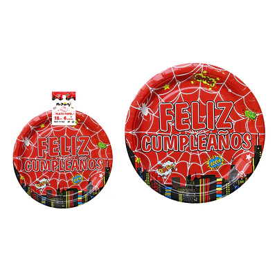 Platos de papel cumpleaños araña 18cm 6pcs