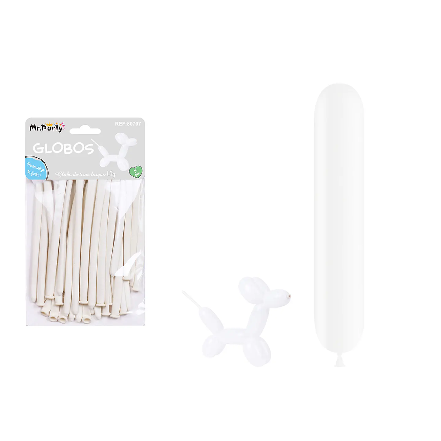 Globos largos blanco 110cm 15pcs 1