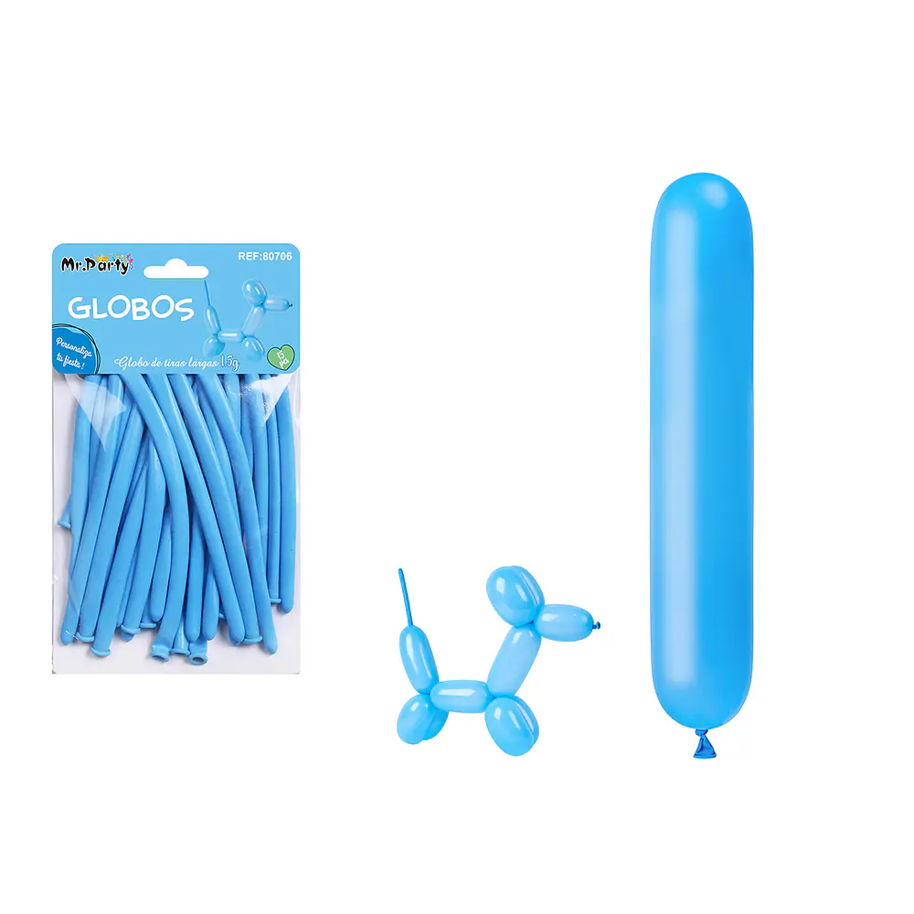 Globos largos celeste 110cm 15pcs
