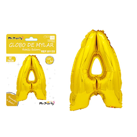 Globo metálico dorado 70cm letra A