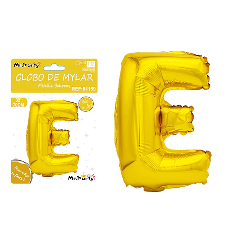 Globo metálico dorado 70cm letra E