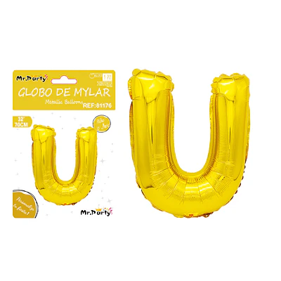 Globo metálico dorado 70cm letra U
