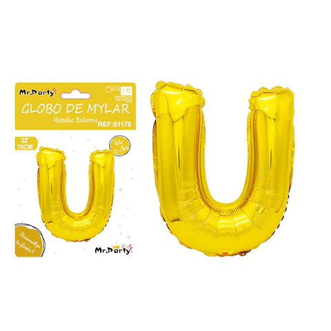 Globo metálico dorado 70cm letra U