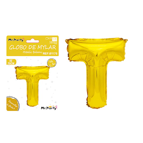 Globo metálico dorado 70cm letra T
