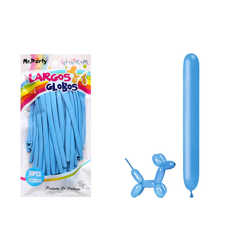 Globos largos celeste 120cm 30pcs