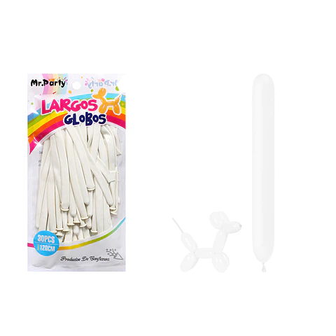 Globos largos blanco 120cm 30pcs