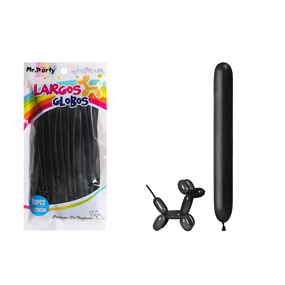 Globos largos negro 120cm 30pcs