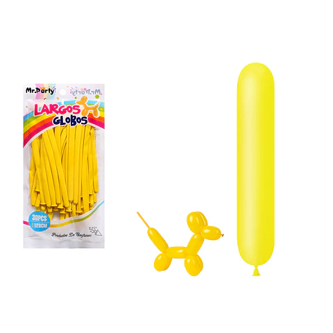 Globos largos amarillo 120cm 30pcs