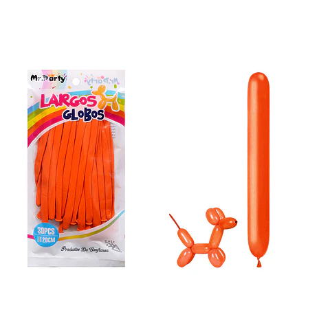 Globos largos naranja 120cm 30pcs
