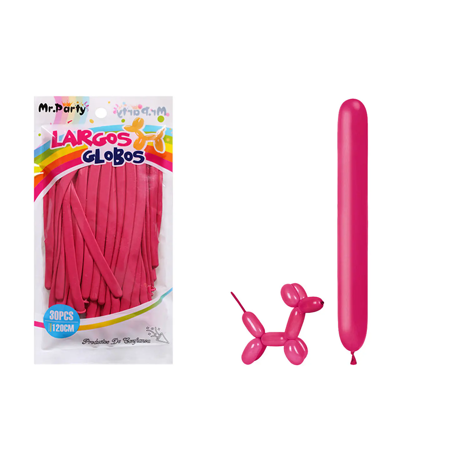 Globos largos fucsia 120cm 30pcs 1