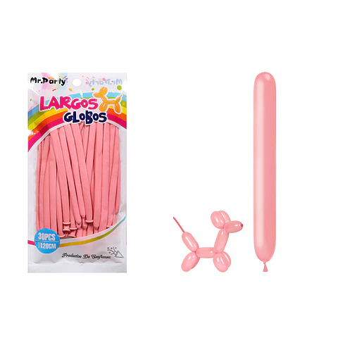 Globos largos color pastel rosa 120cm 30pcs