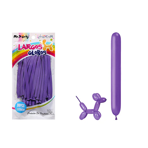 Globos largos morado 120cm 30pcs