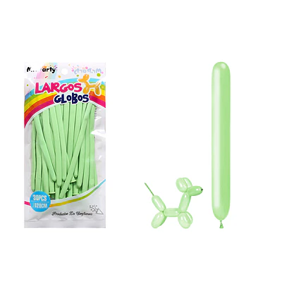 Globos largos color pastel verde 120cm 30pcs