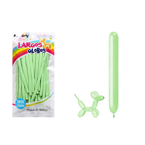 Globos largos color pastel verde 120cm 30pcs