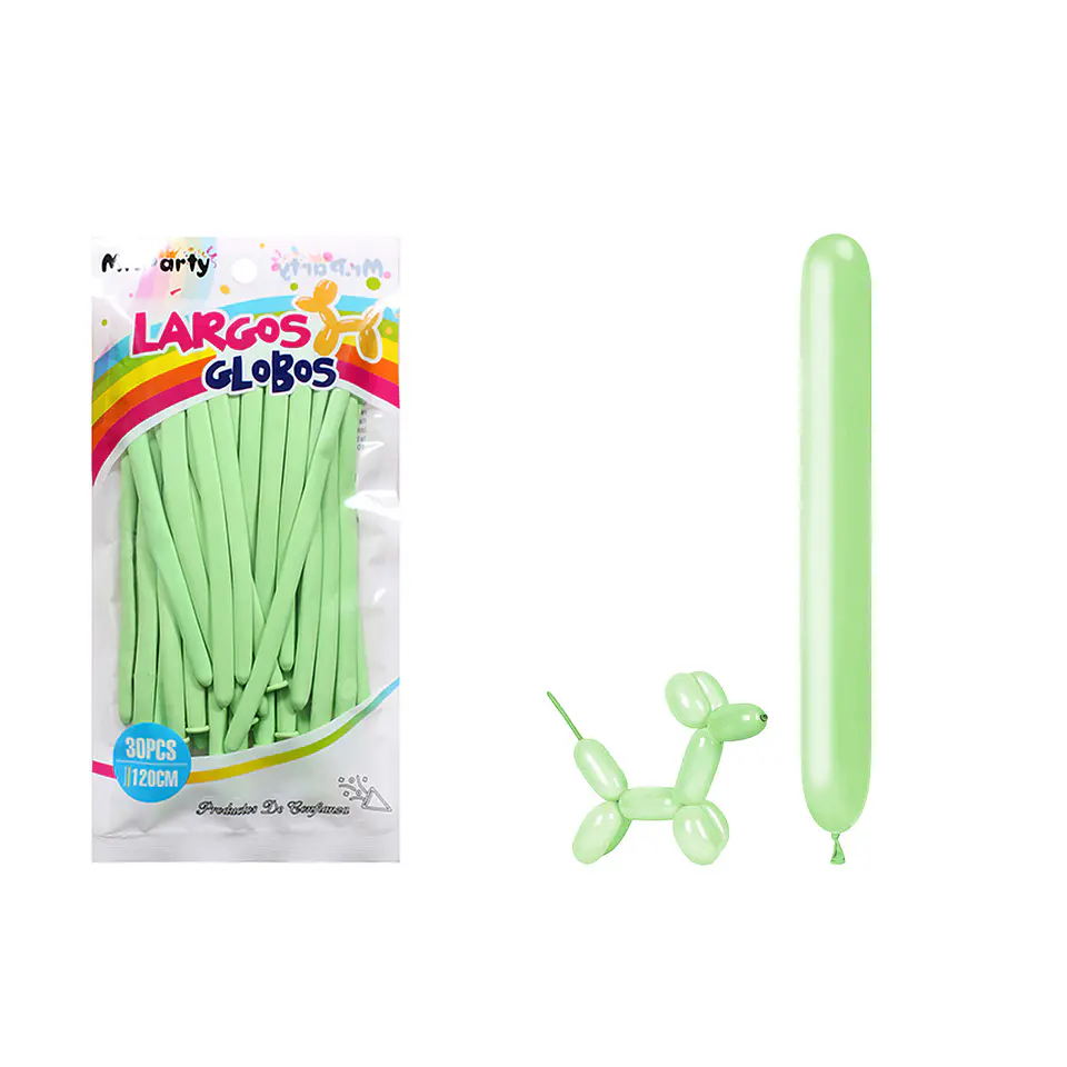 Globos largos color pastel verde 120cm 30pcs 1