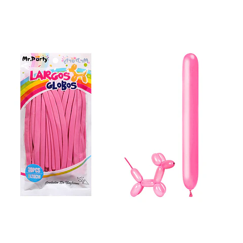 Globos largos color pastel fucsia 120cm 30pcs