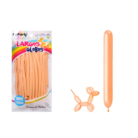 Globos largos color pastel naranja 120cm 30pcs