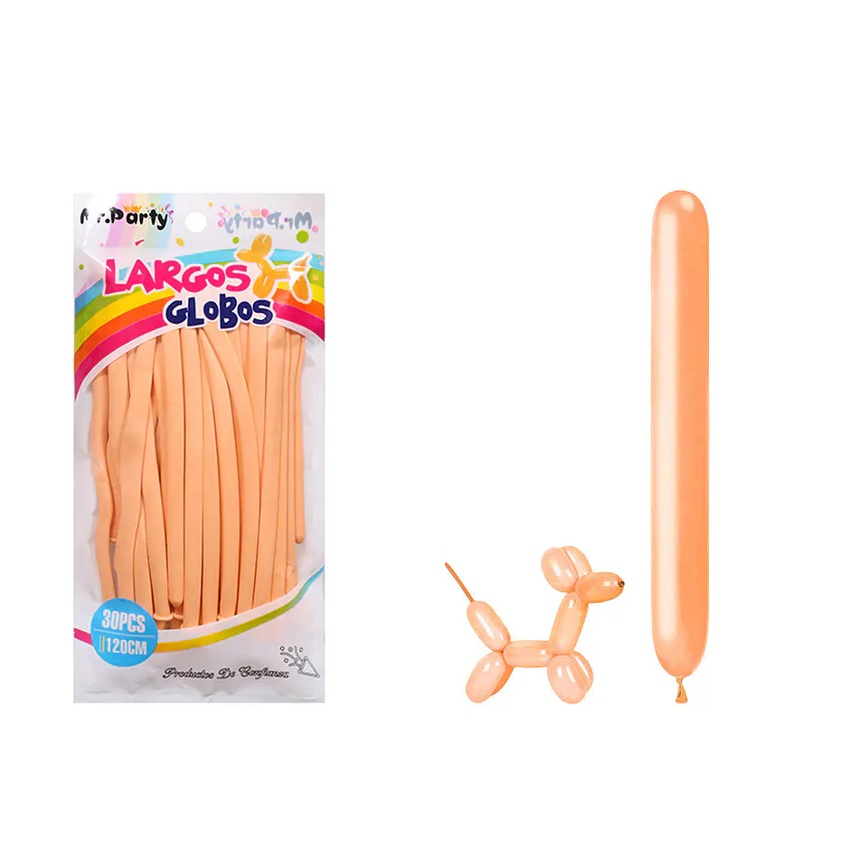 Globos largos color pastel naranja 120cm 30pcs 1