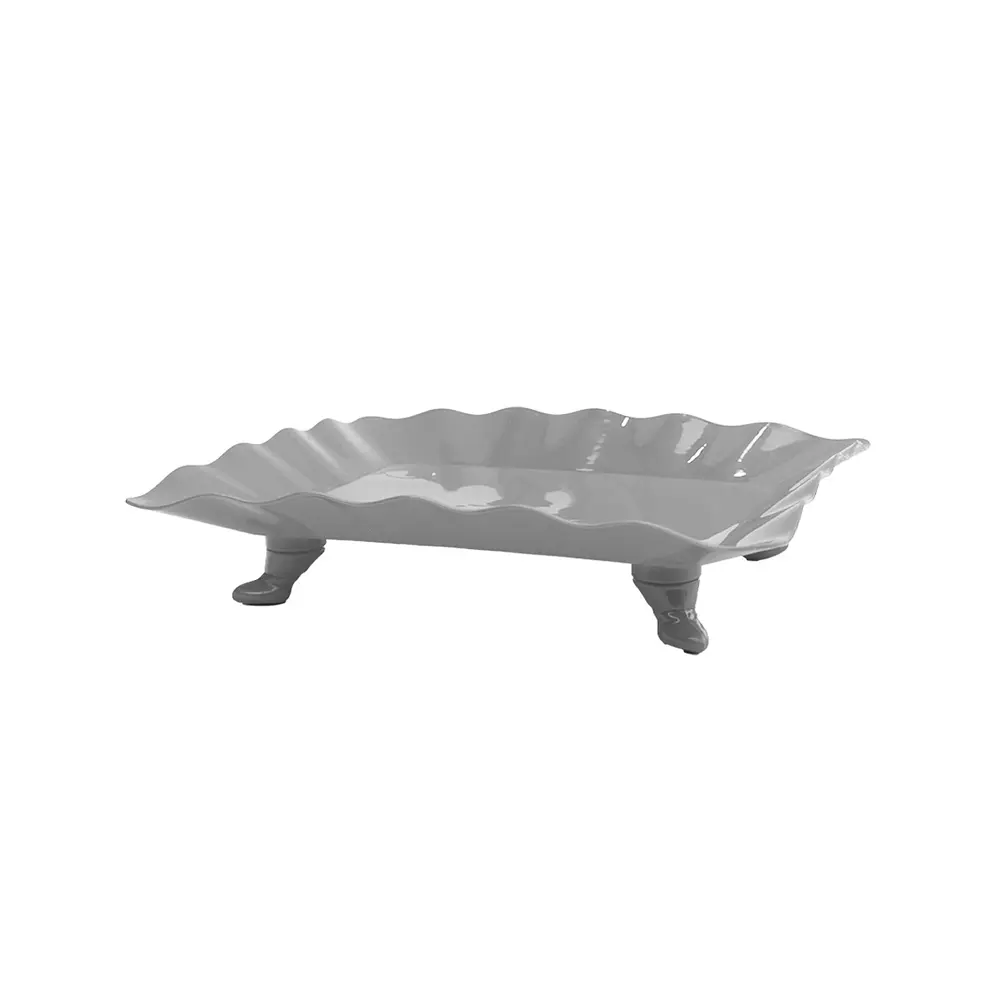 Soporte para torta con borde ondulado plateado 23*29.5cm