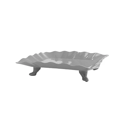 Soporte para torta con borde ondulado plateado 23*29.5cm