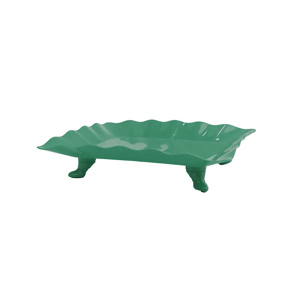 Soporte para torta con borde ondulado verde oscuro 23*29.5cm