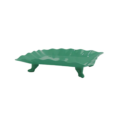 Soporte para torta con borde ondulado verde oscuro 23*29.5cm