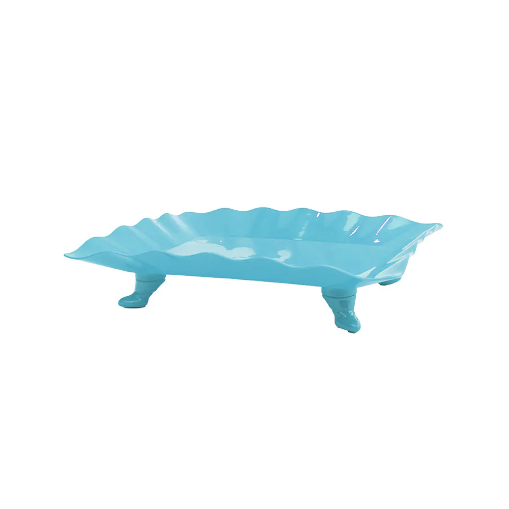 Soporte para torta con borde ondulado azul cielo 23*29.5cm