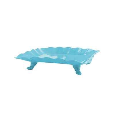 Soporte para torta con borde ondulado azul cielo 23*29.5cm