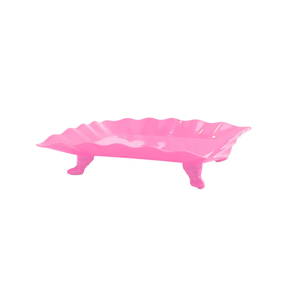 Soporte para torta con borde ondulado rosa neón 23*29.5cm