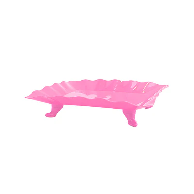 Soporte para torta con borde ondulado rosa neón 23*29.5cm