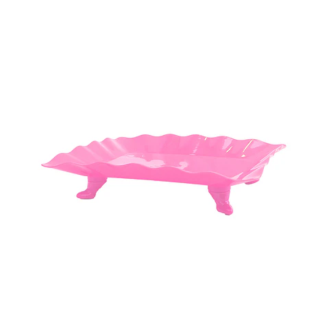 Soporte para torta con borde ondulado rosa neón 23*29.5cm