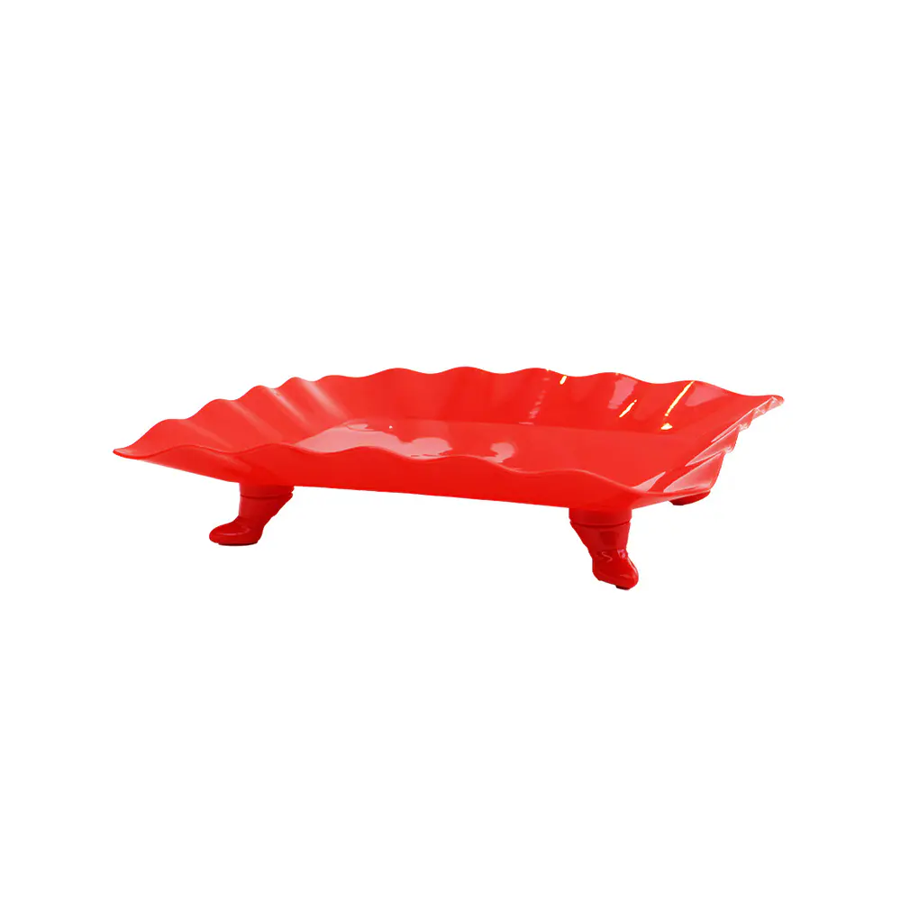 Soporte para torta con borde ondulado rojo 23*29.5cm