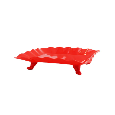 Soporte para torta con borde ondulado rojo 23*29.5cm