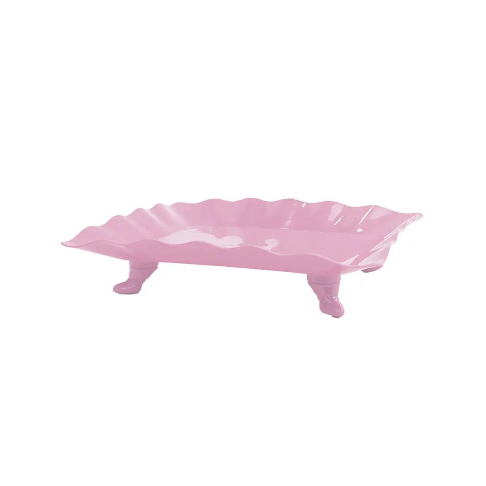 Soporte para torta con borde ondulado rosa claro 23*29.5cm